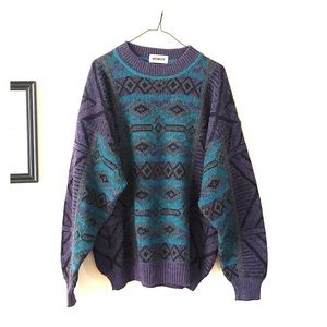 80s vintage oversize pattern dad sweater